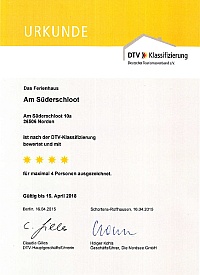 Urkunde des DTV, Deutscher Tourismusverband e.V., 2015