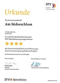 Urkunde des DTV, Deutscher Tourismusverband e.V., 2024